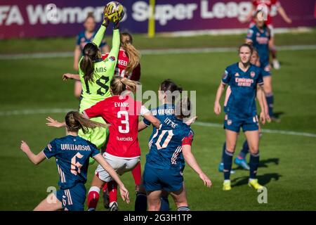 Bath, England, 04. April 2021. Barclays FA Women's Super League-Spiel zwischen Bristol City und Arsenal, gespielt im Twerton Park, Bath. Stockfoto