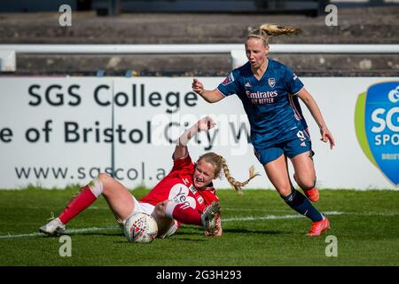 Bath, England, 04. April 2021. Barclays FA Women's Super League-Spiel zwischen Bristol City und Arsenal, gespielt im Twerton Park, Bath. Stockfoto