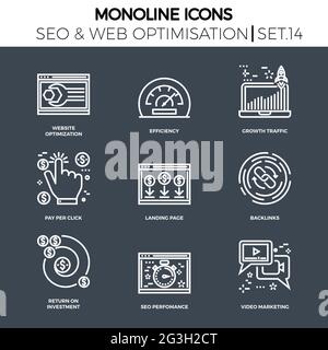 Liniensymbole mit flachem Design. Stock Vektor