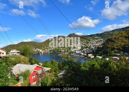 Barrouallie, St. Vincent und die Grenadinen - 5. Januar 2020: Ansicht der Gemeinde Barrouallie, St. Vincent. Stockfoto