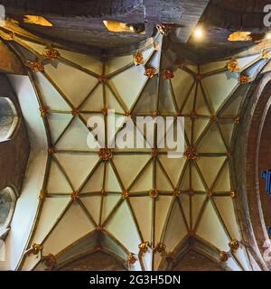 NET Vaulting Ceiling von Lady Chapel in Tewkesbury Abbey, Gloucestershire, England Stockfoto