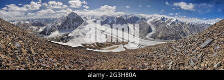 Malerische Panorama Fedchenko Gletscher im Pamir-Gebirge in Tadschikistan Stockfoto