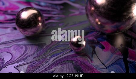 Creative Paint Modern Trendy Präsentation Hintergrund Mit Kugeln Stockfoto