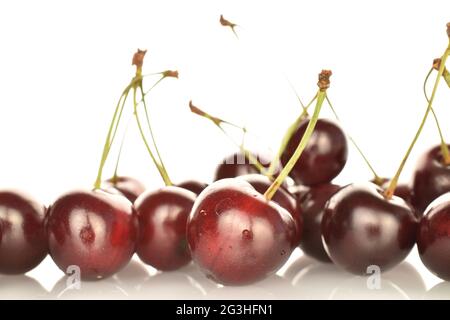 Mehrere reife Kirschen Beeren, Nahaufnahme. Stockfoto