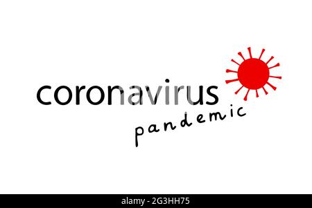Neuartige Coronavirus-Vektorbeschriftung, Symbol. Handgezeichnetes Zeichen 2019-nCoV, MERS-Cov isoliert auf weißem Hintergrund. Stilisierte medizinische Illustration. Covid-19 Stock Vektor