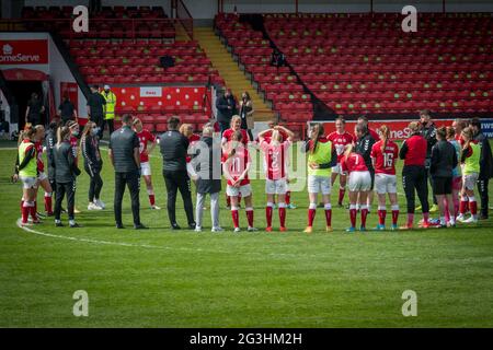 Walsall, England 24. April 2021. Barclays FA Women's Super League-Spiel zwischen Aston Villa Women und Bristol City Women, gespielt im Banks's Stadium. Stockfoto