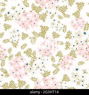 Elegantes Blumenmuster in kleiner Blüte. Liberty-Stil. Nahtloser Hintergrund mit Blumenmuster für Modedrucke. Blümchenmuster. Nahtlose Vektorstruktur. Spring bou Stock Vektor
