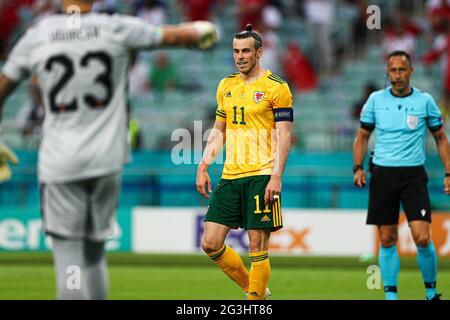 BAKU, ASERBAIDSCHAN - 16. JUNI: Gareth Bale aus Wales während der UEFA Euro 2020 Championship Group EIN Spiel zwischen der Türkei und Wales im Baku Olympic Stadium am 16. Juni 2021 in Baku, Aserbaidschan. Stockfoto