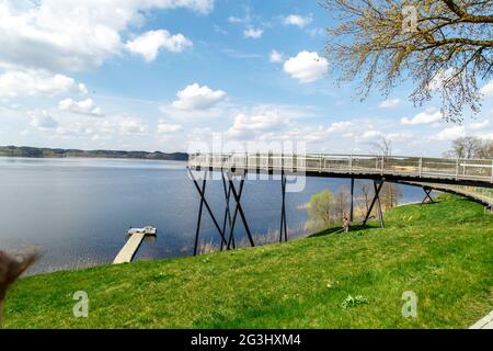 Wooden Pier am See Stockfoto