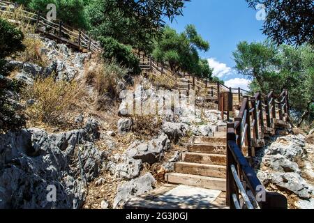 Treppen auf dem Berg Stockfoto