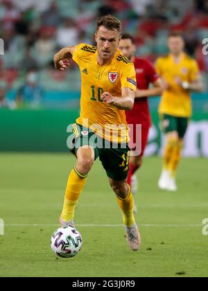 BAKU, ASERBAIDSCHAN - 16. JUNI: Aaron Ramsey aus Wales während der UEFA Euro 2020 Championship Group EIN Spiel zwischen der türkischen Nationalmannschaft und der walisischen Nationalmannschaft im Baku Olympic Stadium am 16. Juni 2021 in Baku, Aserbaidschan (Foto: Orange Picics) Stockfoto