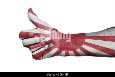 Alte Frau mit Arthritis geben den Daumen nach oben Zeichen Stockfoto