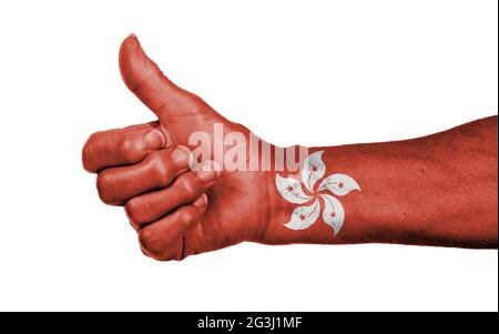 Alte Frau mit Arthritis geben den Daumen nach oben Zeichen Stockfoto