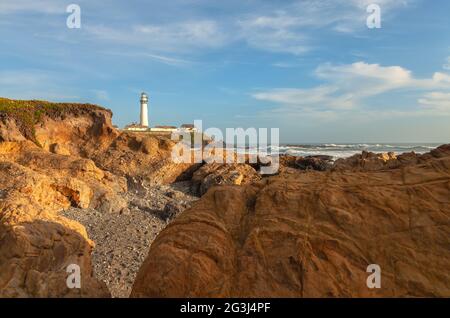 Pigeon Point Lighthouse in Pigeon Point Light Station State Historic Park, Kalifornien, USA. Stockfoto