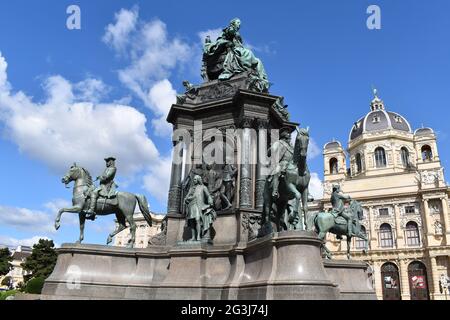 Wien. Maria-Theresien-Platz. Denkmal der Kaiserin Maria Theresia. Stockfoto