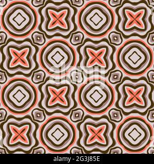 Nahtloses Muster mit geometrischen Motiven in 4 Farben. Erdtöne. Stockfoto