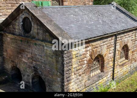 The Leawood Pump House, Cromford Canal in der Nähe der High Peak Junction, Matlock, Derbyshire, England Stockfoto