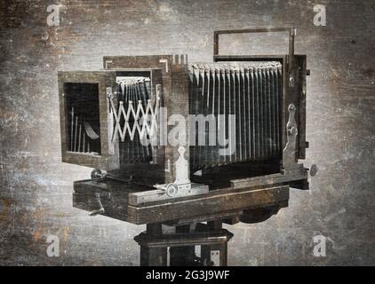 Alte Holzkamera Stockfoto