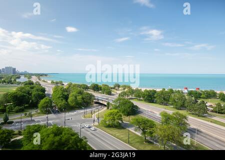 Luftaufnahme von Lake Shore Drive Stockfoto