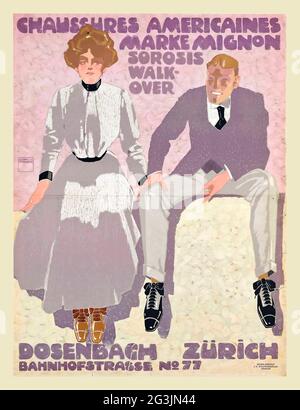 Vintage Poster, deutscher Künstler Ludwig Hohlwein (1874-1949) Chaussures Americaines 1908 Stockfoto