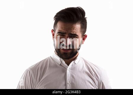 Traurig schöner Mann Stockfoto