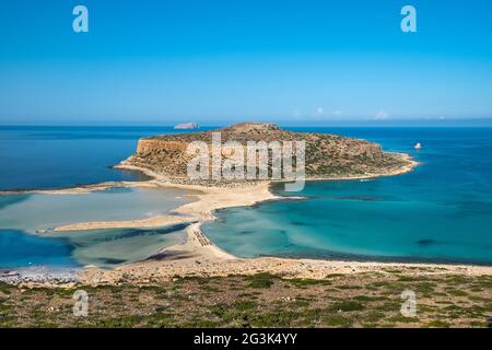 Spektakulärer Ausblick auf die Lagune von Balos auf der griechischen Insel Kreta Stockfoto