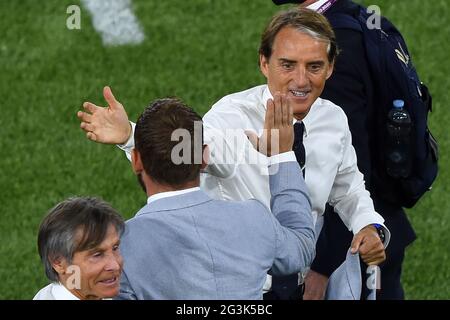 Rom, Latium. Juni 2021. Italien-Trainer Roberto Mancini während des Fußballspiels Euro2020 zwischen Italien und der Schweiz im Olimpico-Stadion in Rom, Italien, am 16. Juni 2021. Kredit: Unabhängige Fotoagentur/Alamy Live Nachrichten Stockfoto