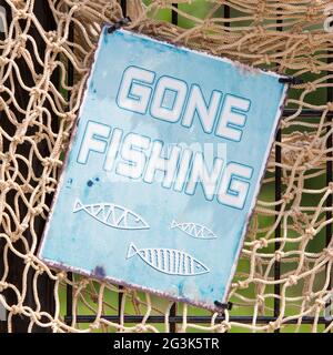 Gone Fishing Zeichen Stockfoto