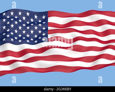 Flagge der Usa im Wind wehende Stockfoto