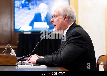 Michael Bolton, Generalinspekteur der US-Polizei des Kapitols, spricht bei einer Anhörung des Senats-Reglements und Verwaltungsausschusses. Stockfoto