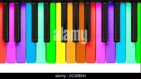 Rainbow Klaviertasten Stockfoto
