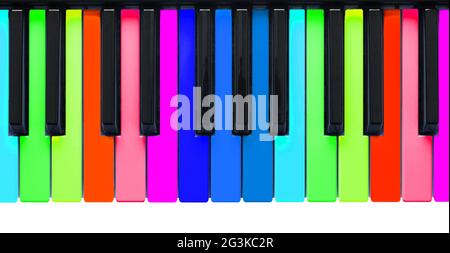 Rainbow Klaviertasten Stockfoto