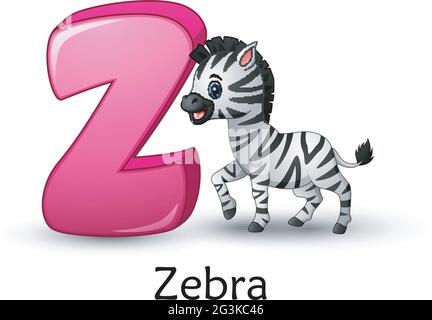 Buchstabe Z ist für Zebra-Cartoon-Alphabet Stock Vektor