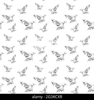 Illustration von nahtlosen Muster mit Origami bemalten Vögel Stockfoto