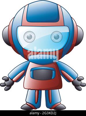 Niedliche Cartoon-Roboter auf weißem Hintergrund isoliert Stock Vektor