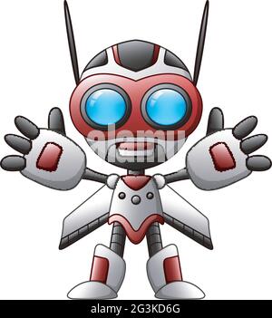 Niedliche Cartoon-Roboter auf weißem Hintergrund isoliert Stock Vektor