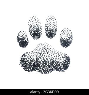 Illustration von Doodle Halbton Illustration mit Hundepfote Print Stockfoto