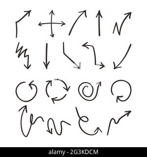 Set mit 18 handgezeichneten Araws Stockfoto