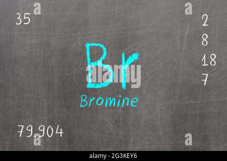 Isolierte Tafel mit Periodensystem, Brom Stockfoto