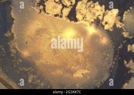 Vinatge glänzendes, abstraktes Gold-, Grau- und blaues Marmormuster mit Glitzern. Vektor Hintergrund in Alkoholtinte Technik mit Glitzer. Vorlage für Bann Stock Vektor