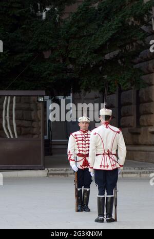 Wachwechsel vor dem Präsidentengebäude, Sofia, Bulgarien. Stockfoto