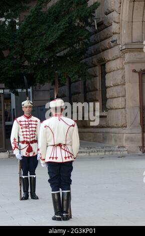 Wachwechsel vor dem Präsidentengebäude, Sofia, Bulgarien. Stockfoto
