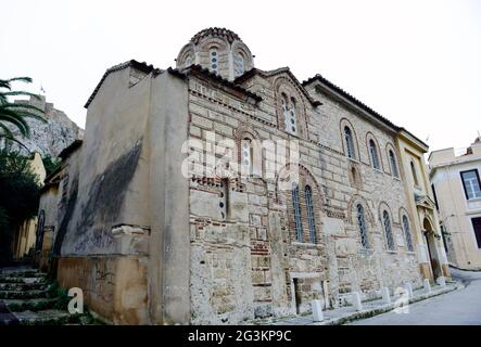 Kirche des heiligen Nikolaus Rangavas in der Altstadt von Athen. Stockfoto