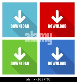 Download Icon-Set, flache Design-Vektor-Illustration in eps 10 für webdesign und mobile Anwendungen in vier Farboptionen Stock Vektor