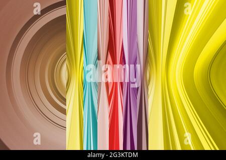Mehrfarbiger heller abstrakter Hintergrund mit Linien und Kreisen Stockfoto