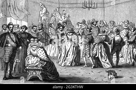 Festlichkeiten, Bälle, Ball am Hof von König Heinrich III von Frankreich, 16. Jahrhundert, DAS URHEBERRECHT VON ARTIST's muss NICHT FREIGEGEBEN WERDEN Stockfoto