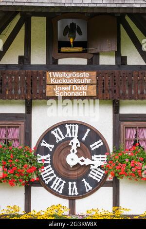 TRIBERG, Deutschland - 21. AUGUST 2017: die größte Kuckucksuhr der Welt in Schonach Stockfoto