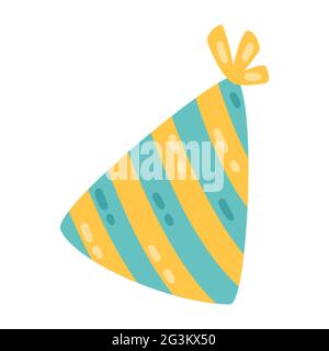 Party Hut mit Streifen. Accessoire Symbol des Geburtstages. Urlaubsmütze. Vektorobjekte auf weißem Hintergrund isoliert. Flaches Design. Stock Vektor