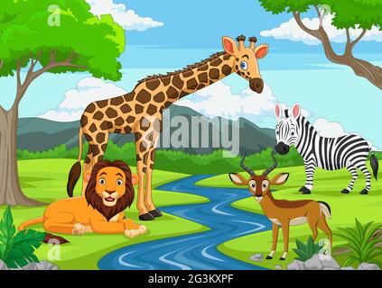 Cartoon Tiere im Dschungel Stock Vektor