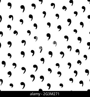 Nahtloses neutrales Muster. Schwarze handgezeichnete Kommas auf weißem Hintergrund. Skandinavische, gemütliche Verzierung. Vektor-Doodle-Illustrationen mit geometrischen Formen Stock Vektor